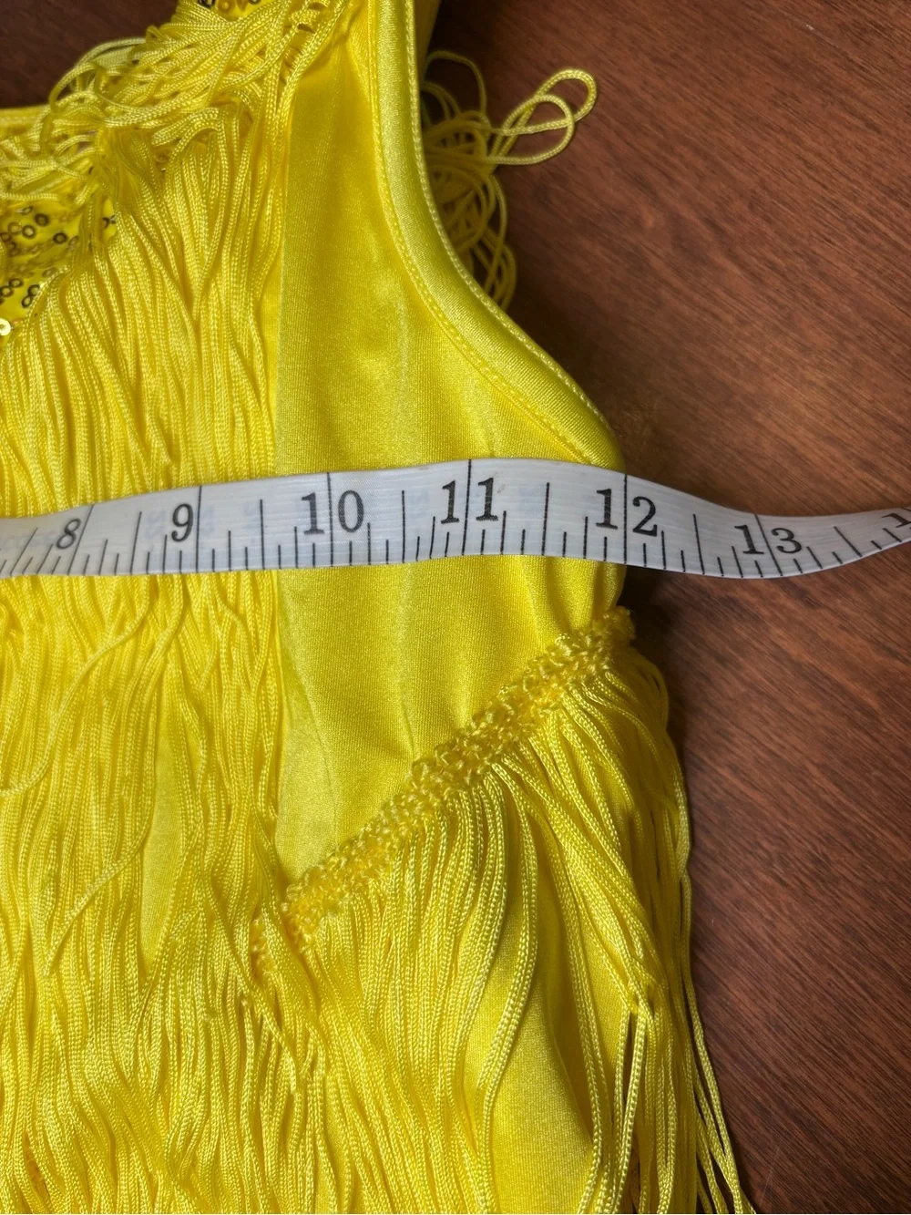 bright yellow Balera fringe & sequin performance dance dress